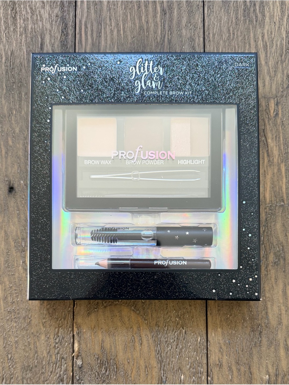 Profusion Cosmetics Glitter & Glam Brow Kit – Dark (Black Packaging)